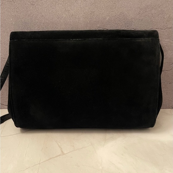 Vintage Charles Jourdan Black Suede Crossbody Clutch Bag Leather Interior - Picture 7 of 14